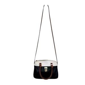 CALVIN KLEIN | Black Ivory & Brown Small Leather Crossbody Bag